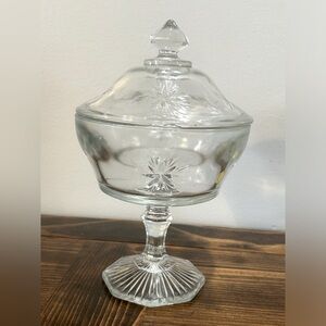 Vintage Indiana Glass Covered Compote - Bethlehem Star/Bright Star -with Lid